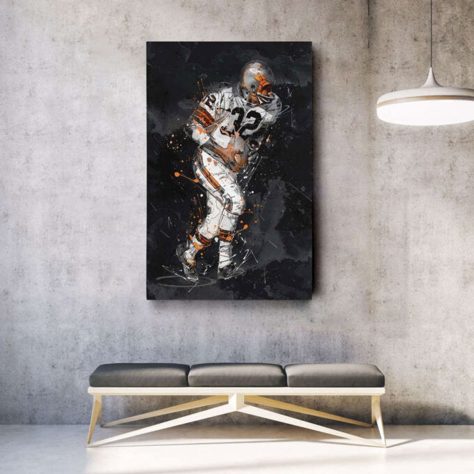 Jim Brown Art Cleveland Browns NFL Canvas Wall Art Home Decor Framed Poster Man Cave Gift