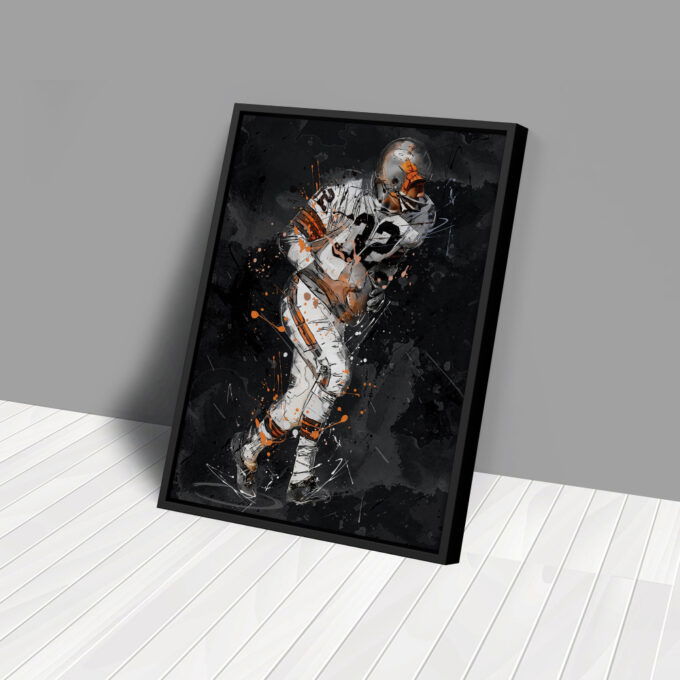 Jim Brown Art Cleveland Browns NFL Canvas Wall Art Home Decor Framed Poster Man Cave Gift