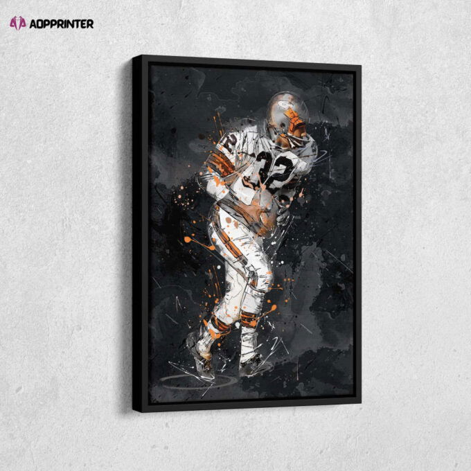 Jim Brown Art Cleveland Browns NFL Canvas Wall Art Home Decor Framed Poster Man Cave Gift