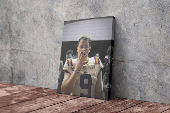 Joe Burrow Cigar Poster Cincinnati Bengals Canvas Unique Design Wall Art Print Hand Made Ready to Hang Custom Design