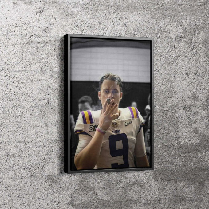 Joe Burrow Cigar Poster Cincinnati Bengals Canvas Unique Design Wall Art Print Hand Made Ready to Hang Custom Design