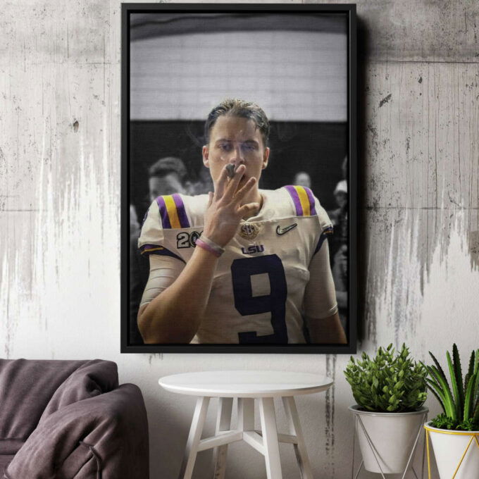 Joe Burrow Cigar Poster Cincinnati Bengals Canvas Unique Design Wall Art Print Hand Made Ready to Hang Custom Design