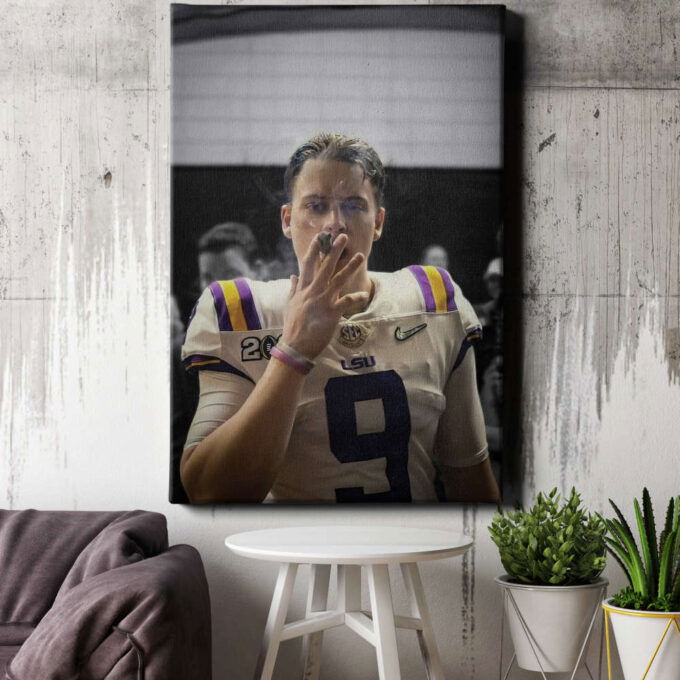 Joe Burrow Cigar Poster Cincinnati Bengals Canvas Unique Design Wall Art Print Hand Made Ready to Hang Custom Design