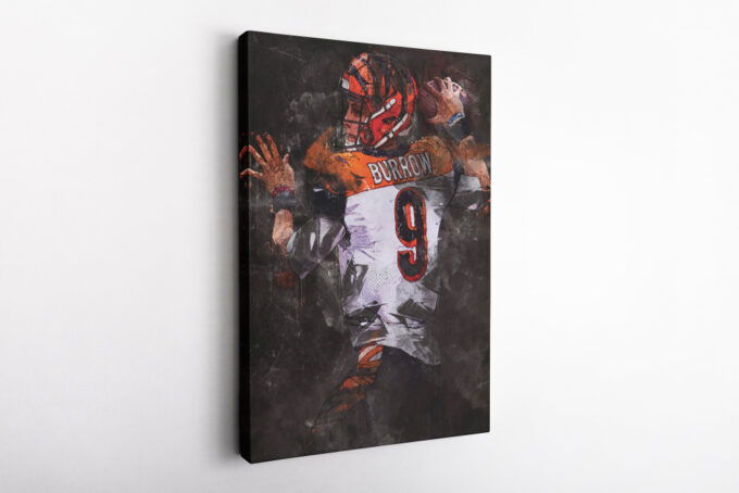 Joe Burrow Poster Cincinnati Bengals Painting Football Canvas Unique Design Wall Art Print Hand Made Ready to Hang Custom Design