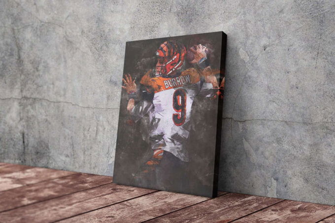 Joe Burrow Poster Cincinnati Bengals Painting Football Canvas Unique Design Wall Art Print Hand Made Ready to Hang Custom Design