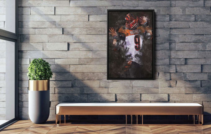 Joe Burrow Poster Cincinnati Bengals Painting Football Canvas Unique Design Wall Art Print Hand Made Ready to Hang Custom Design