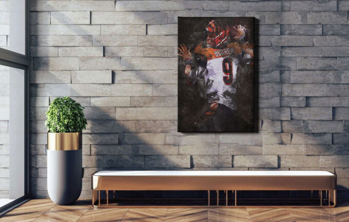Joe Burrow Poster Cincinnati Bengals Painting Football Canvas Unique Design Wall Art Print Hand Made Ready to Hang Custom Design