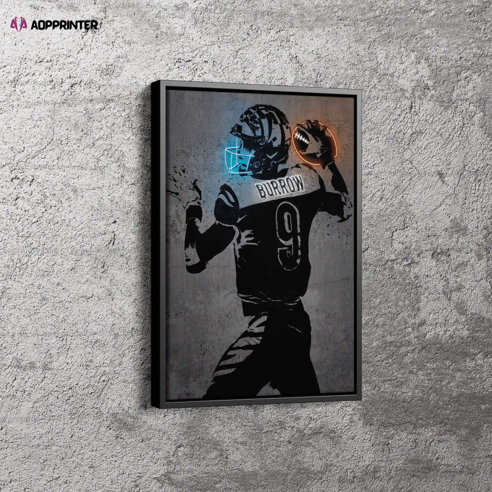 Joe Burrow Poster Neon Effect Cincinnati Bengals Football Canvas Unique Design Wall Art Print Hand Made Ready to Hang Custom Design Joe Burrow Poster Neon Effect Cincinnati Bengals Football Canvas Unique Design Wall Art Print Hand Made Ready to Hang Custom Design