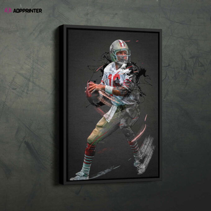 Joe Montana Art San Francisco 49ers NFL Wall Art Home Decor Hand Made Poster Canvas Print