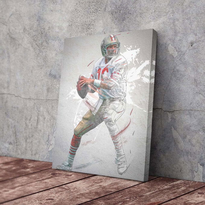 Joe Montana Poster: San Francisco 49ers NFL Wall Art – Framed Canvas Print for Home Decor