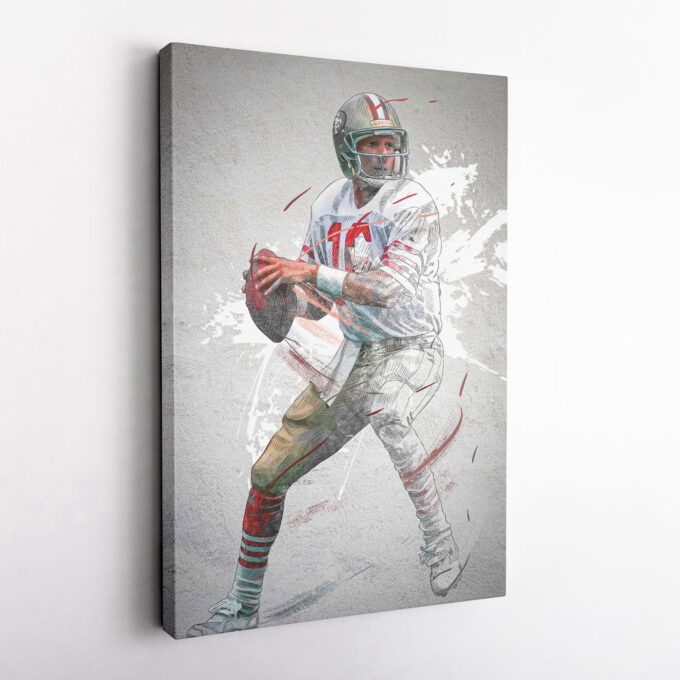Joe Montana Poster: San Francisco 49ers NFL Wall Art – Framed Canvas Print for Home Decor
