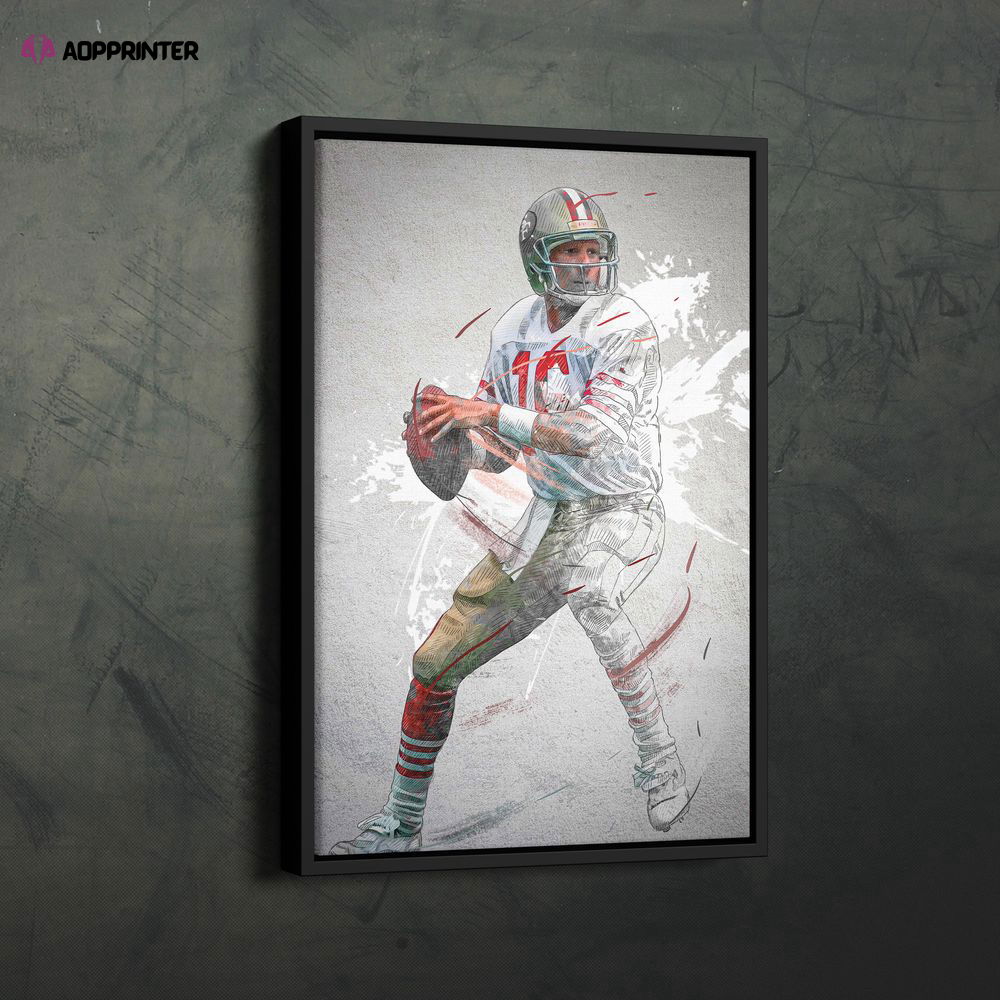 Joe Montana Poster: San Francisco 49ers NFL Wall Art – Framed Canvas Print for Home Decor Joe Montana Poster: San Francisco 49ers NFL Wall Art – Framed Canvas Print for Home Decor