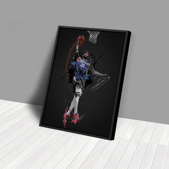 Joel Embiid Art Dunk Philadelphia 76ers NBA Wall Art Home Decor Hand Made Poster Canvas Print