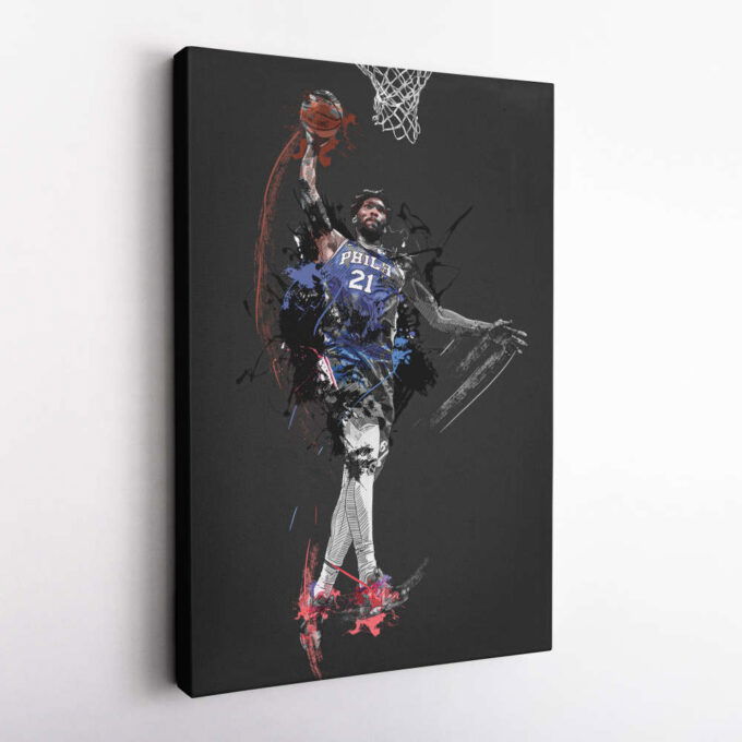 Joel Embiid Art Dunk Philadelphia 76ers NBA Wall Art Home Decor Hand Made Poster Canvas Print