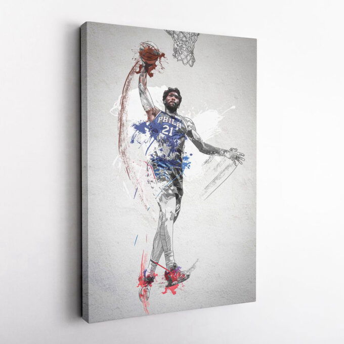 Joel Embiid Dunk Poster: Framed NBA Wall Art – Philadelphia 76ers Canvas Print & Home Decor