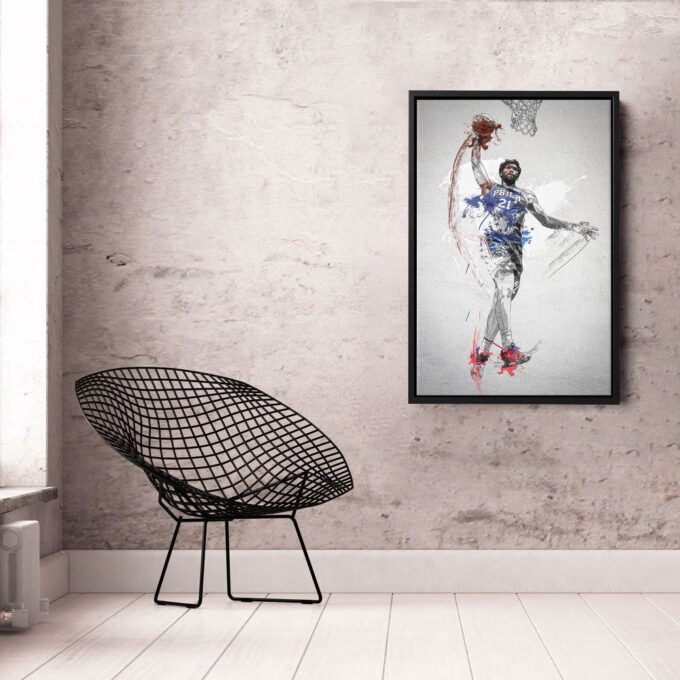 Joel Embiid Dunk Poster: Framed NBA Wall Art – Philadelphia 76ers Canvas Print & Home Decor