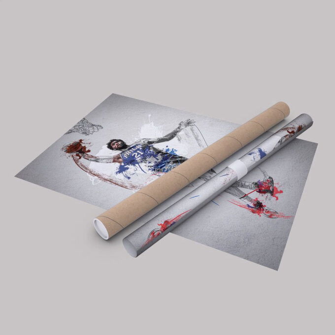 Joel Embiid Dunk Poster: Framed NBA Wall Art – Philadelphia 76ers Canvas Print & Home Decor