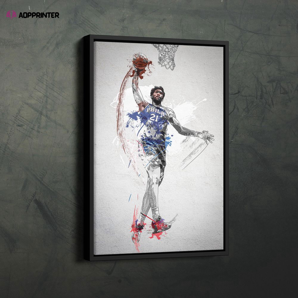 Joel Embiid Dunk Poster: Framed NBA Wall Art – Philadelphia 76ers Canvas Print & Home Decor Joel Embiid Dunk Poster: Framed NBA Wall Art – Philadelphia 76ers Canvas Print & Home Decor