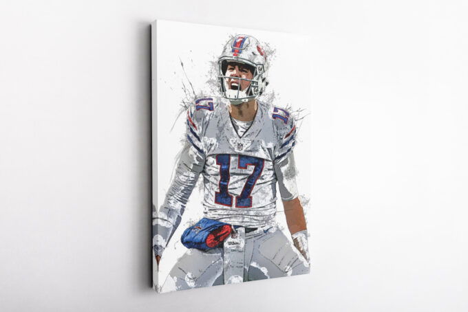 Josh Allen American Football Celebration Canvas Unique Design Wall Art Print Hand Made Ready to Hang Custom Design