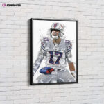 Josh Allen American Football Celebration Canvas Unique Design Wall Art Print Hand Made Ready to Hang Custom Design