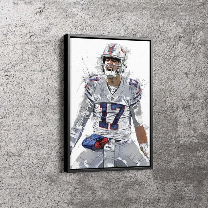 Josh Allen American Football Celebration Canvas Unique Design Wall Art Print Hand Made Ready to Hang Custom Design