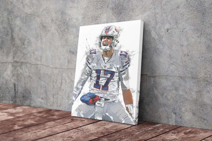 Josh Allen American Football Celebration Canvas Unique Design Wall Art Print Hand Made Ready to Hang Custom Design