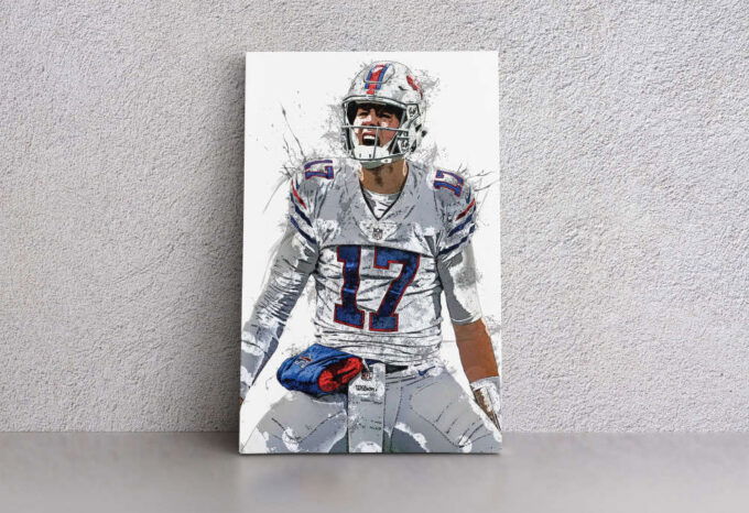 Josh Allen American Football Celebration Canvas Unique Design Wall Art Print Hand Made Ready to Hang Custom Design