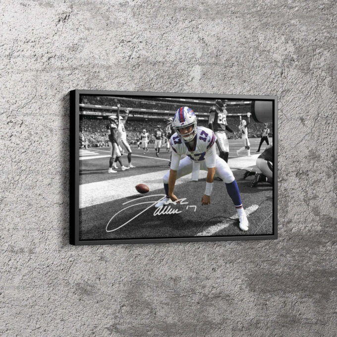 Josh Allen Autographed Poster Buffalo Bills Canvas Unique Design Wall Art Print Hand Made Ready to Hang Custom Design