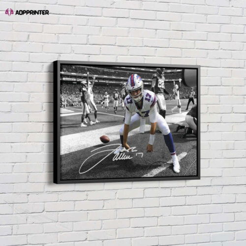 Josh Allen Autographed Poster Buffalo Bills Canvas Unique Design Wall Art Print Hand Made Ready to Hang Custom Design