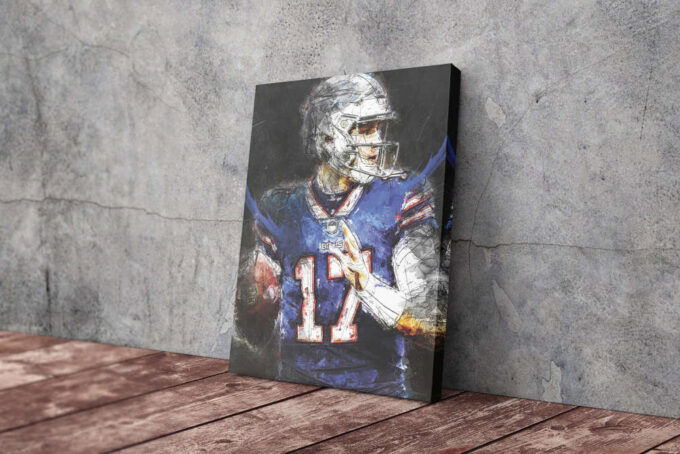 Josh Allen Poster Painting Buffalo Bills NFL Canvas Unique Design Wall Art Print Hand Made Ready to Hang Custom Design