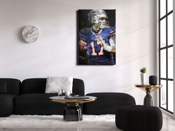 Josh Allen Poster Painting Buffalo Bills NFL Canvas Unique Design Wall Art Print Hand Made Ready to Hang Custom Design