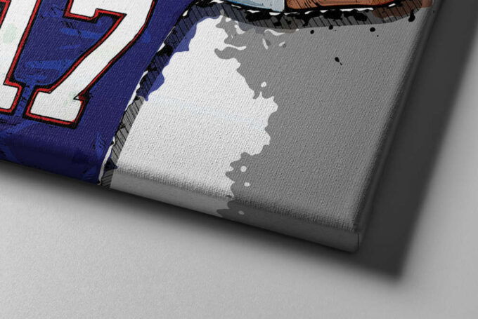 Josh Allen Signed Cartoon Poster Buffalo Bills Canvas Unique Design Wall Art Print Hand Made Ready to Hang Custom Design