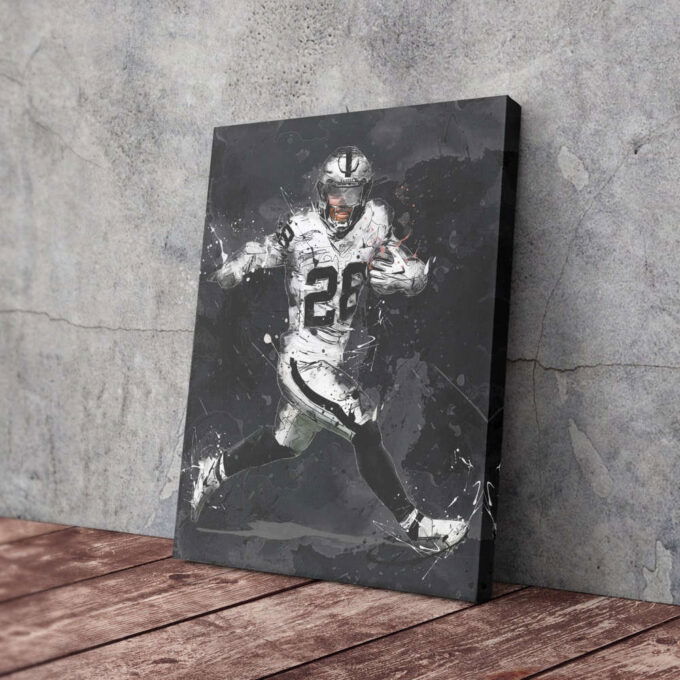 Josh Jacobs Art Las Vegas Raiders NFL Canvas Wall Art Home Decor Framed Poster Man Cave Gift