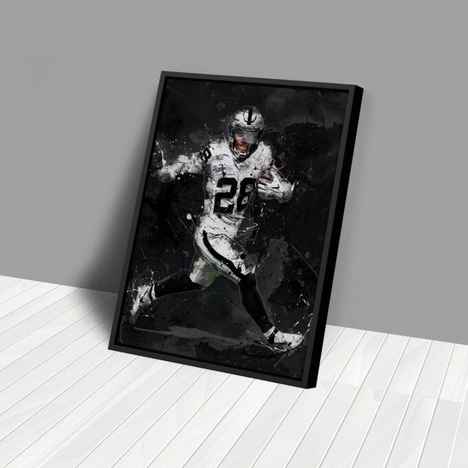 Josh Jacobs Art Las Vegas Raiders NFL Canvas Wall Art Home Decor Framed Poster Man Cave Gift
