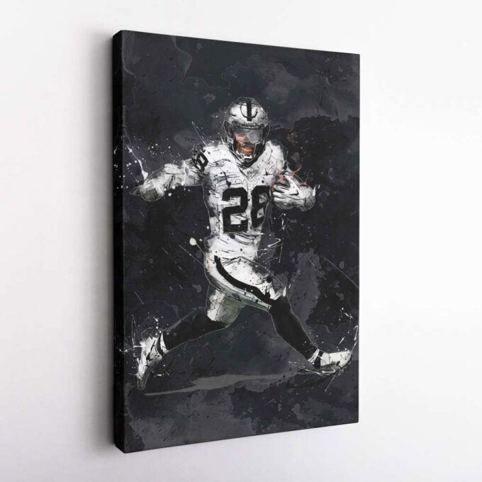 Josh Jacobs Art Las Vegas Raiders NFL Canvas Wall Art Home Decor Framed Poster Man Cave Gift