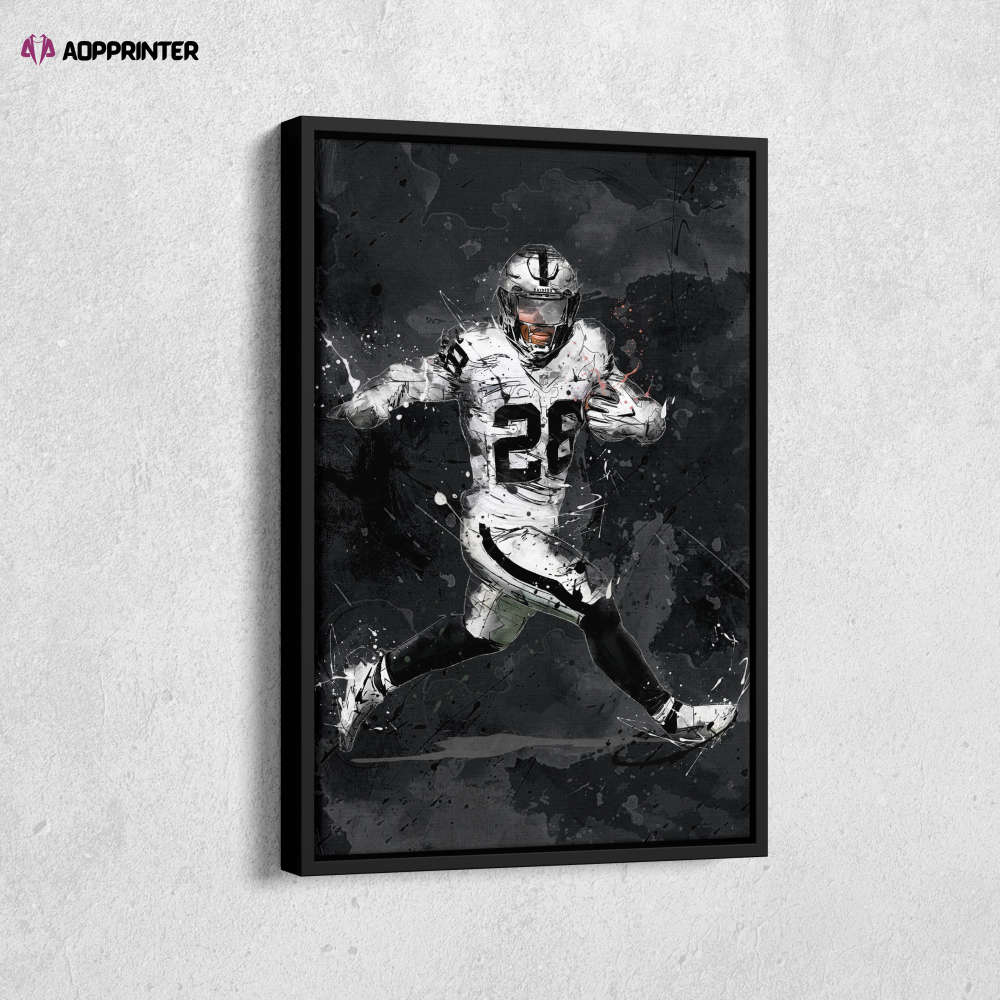 Josh Jacobs Art Las Vegas Raiders NFL Canvas Wall Art Home Decor Framed Poster Man Cave Gift Josh Jacobs Art Las Vegas Raiders NFL Canvas Wall Art Home Decor Framed Poster Man Cave Gift