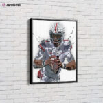Justin Fields American Football Quarterback NFL Canvas Unique Design Wall Art Print Hand Made Ready to Hang Custom Design
