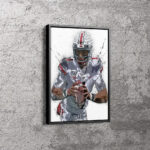 Justin Fields American Football Quarterback NFL Canvas Unique Design Wall Art Print Hand Made Ready to Hang Custom Design