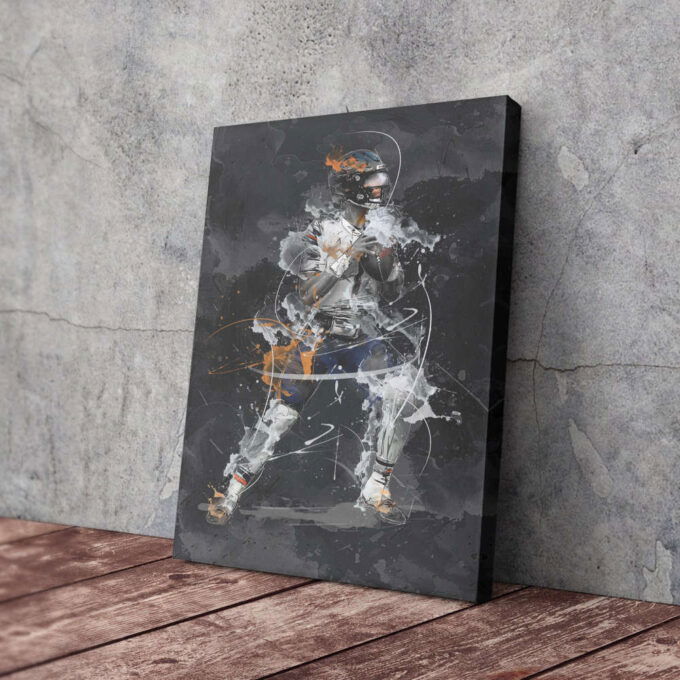 Justin Fields Art Chicago Bears NFL Canvas Wall Art Home Decor Framed Poster Man Cave Gift
