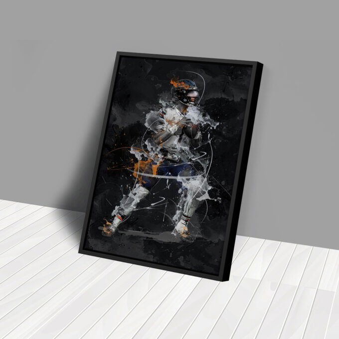 Justin Fields Art Chicago Bears NFL Canvas Wall Art Home Decor Framed Poster Man Cave Gift