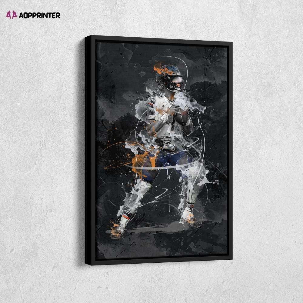 Justin Fields Art Chicago Bears NFL Canvas Wall Art Home Decor Framed Poster Man Cave Gift Justin Fields Art Chicago Bears NFL Canvas Wall Art Home Decor Framed Poster Man Cave Gift