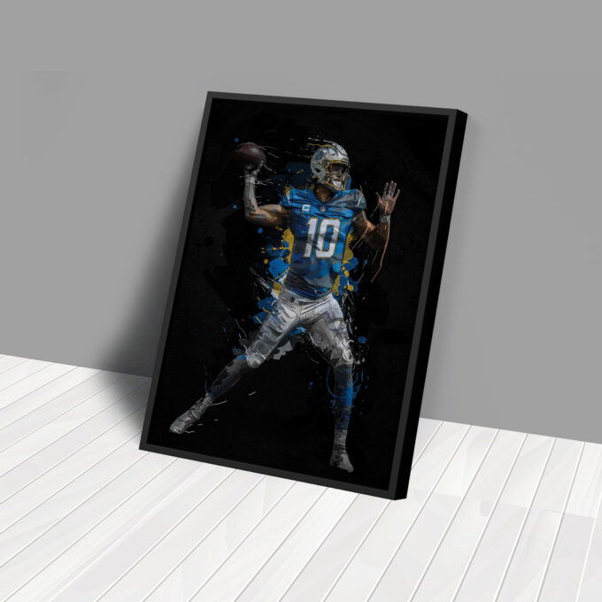 Justin Herbert Art Los Angeles Chargers NFL Wall Art Home Decor Hand Made Poster Canvas Print