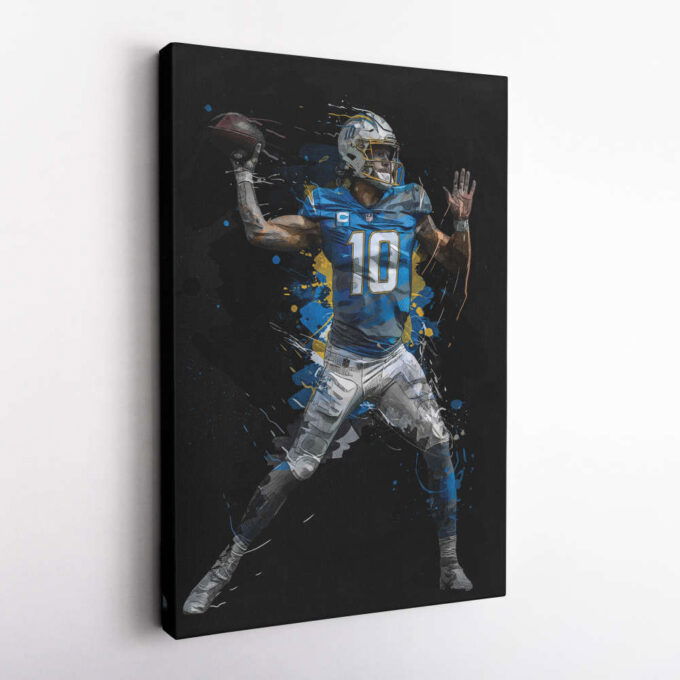 Justin Herbert Art Los Angeles Chargers NFL Wall Art Home Decor Hand Made Poster Canvas Print
