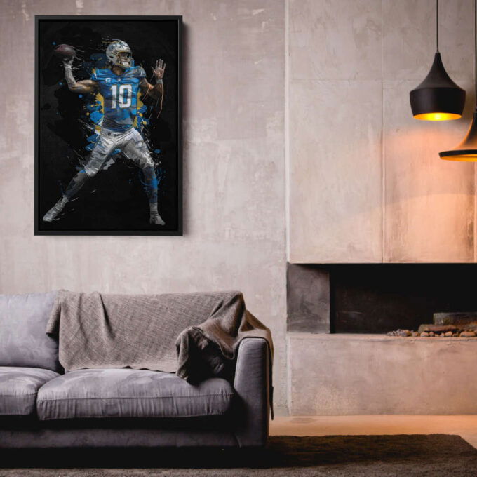 Justin Herbert Art Los Angeles Chargers NFL Wall Art Home Decor Hand Made Poster Canvas Print