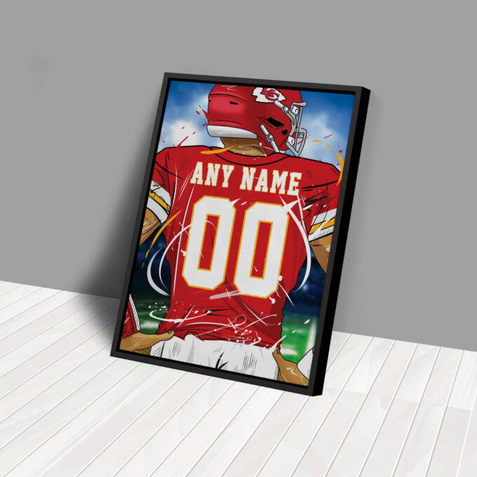 Kansas City Chiefs Jersey NFL Personalized Jersey Custom Name and Number Canvas Wall Art  Print Home Decor Framed Poster Man Cave Gift