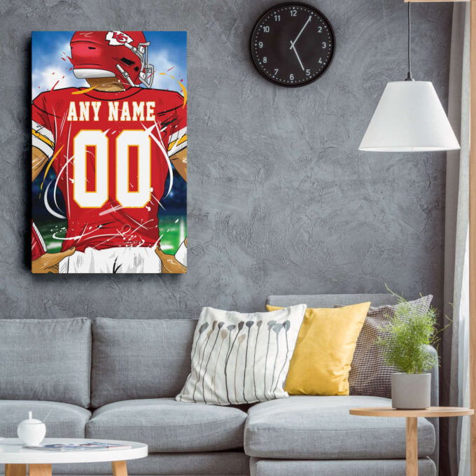Kansas City Chiefs Jersey NFL Personalized Jersey Custom Name and Number Canvas Wall Art  Print Home Decor Framed Poster Man Cave Gift