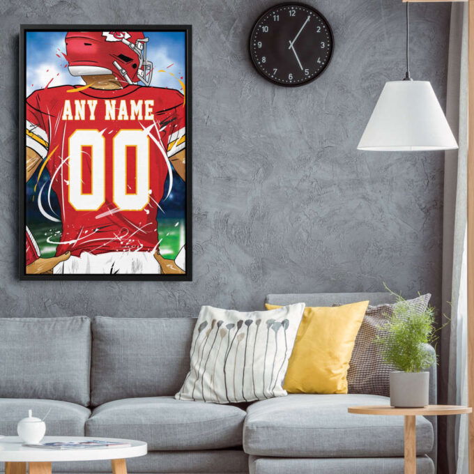 Kansas City Chiefs Jersey NFL Personalized Jersey Custom Name and Number Canvas Wall Art  Print Home Decor Framed Poster Man Cave Gift