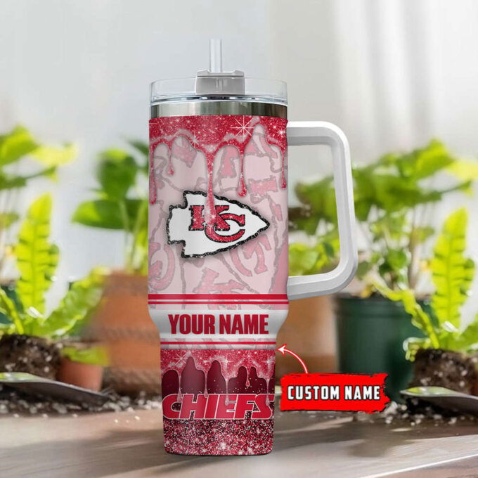 Kansas City Chiefs NFL Glitter Custom Name 40oz Stanley Tumbler