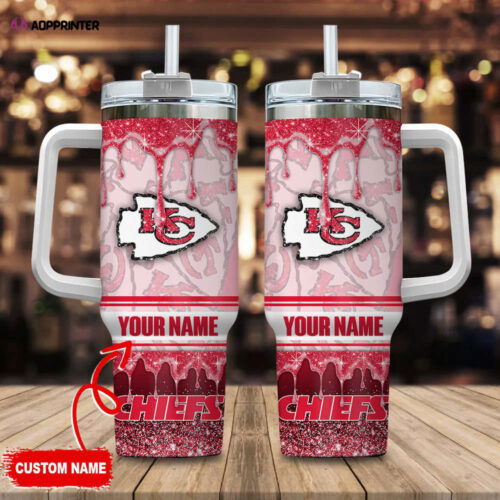 Cart 4 Kansas City Chiefs NFL Glitter Custom Name 40oz Stanley Tumbler