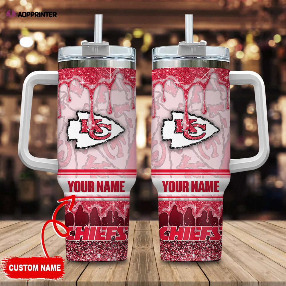 Kansas City Chiefs NFL Glitter Custom Name 40oz Stanley Tumbler Kansas City Chiefs NFL Glitter Custom Name 40oz Stanley Tumbler